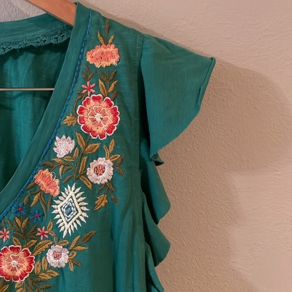 Sundance Lakelynn Floral Top Teal Blue size S - Picture 4 of 8
